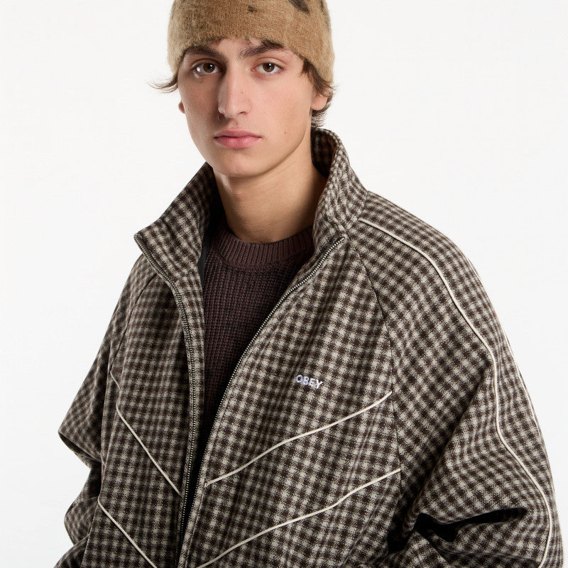 Obey Leisure Training Jacket Abbey Stone Plaid
