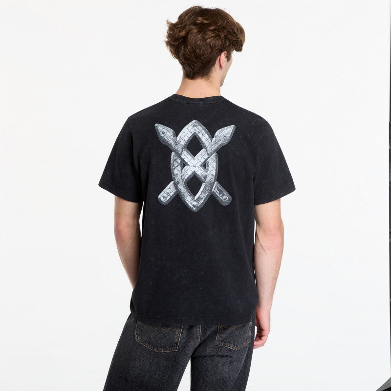 Daily Paper Textured Metallic Shield T Shirt Washed Black