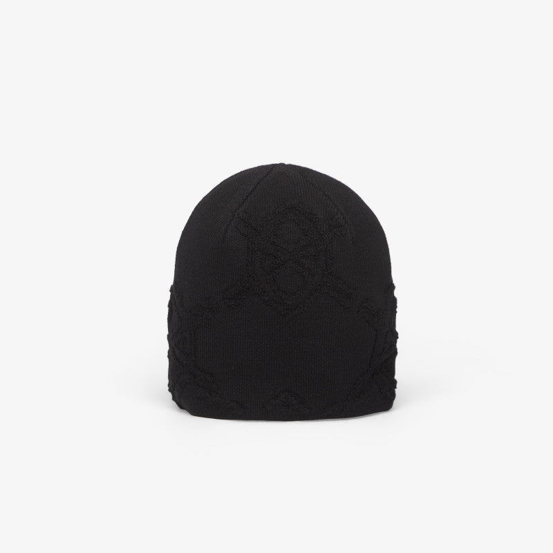 Daily Paper Textured Shield Skull Cap Beanie Black