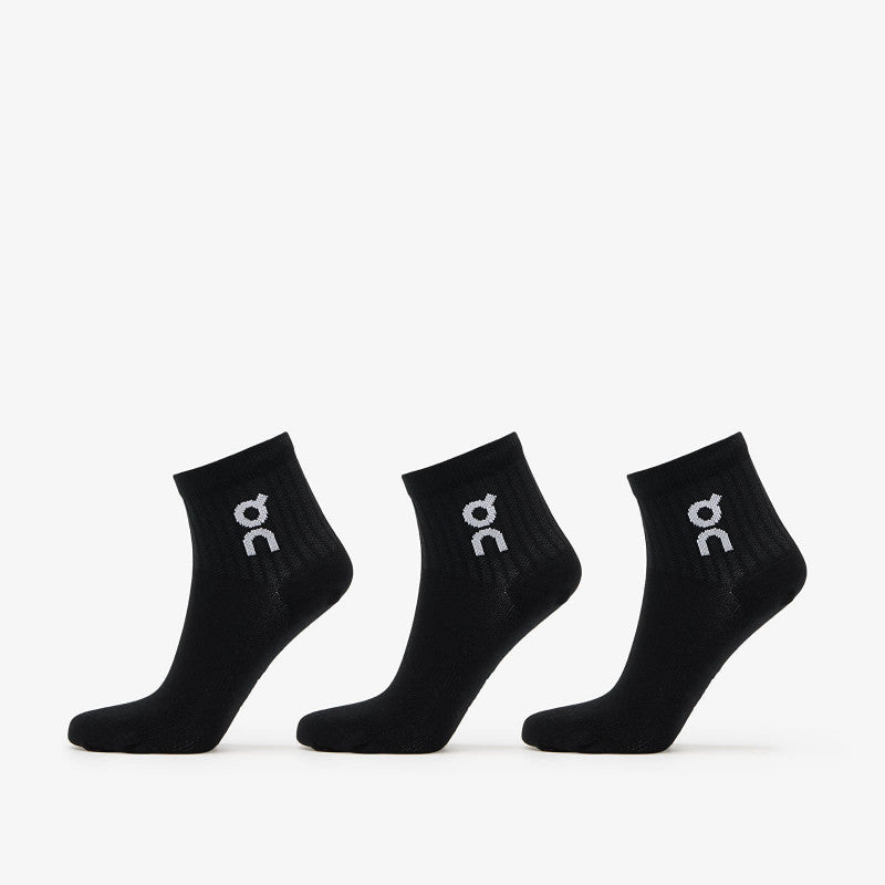 On Logo Sock Mid 3-Pack Black