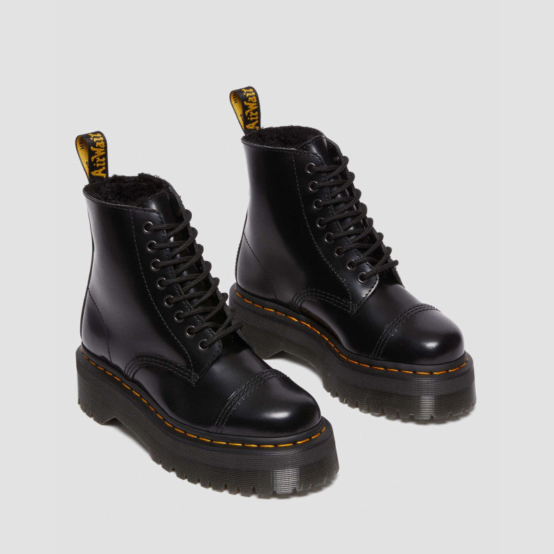 Dr. Martens Sinclair FL Black Buttero & Black Faux Sheepskin