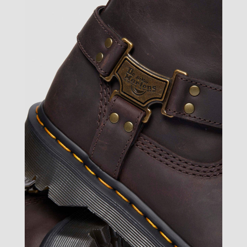 Dr. Martens Anistone Hi Dark Brown Burnished Waxy Pull Up