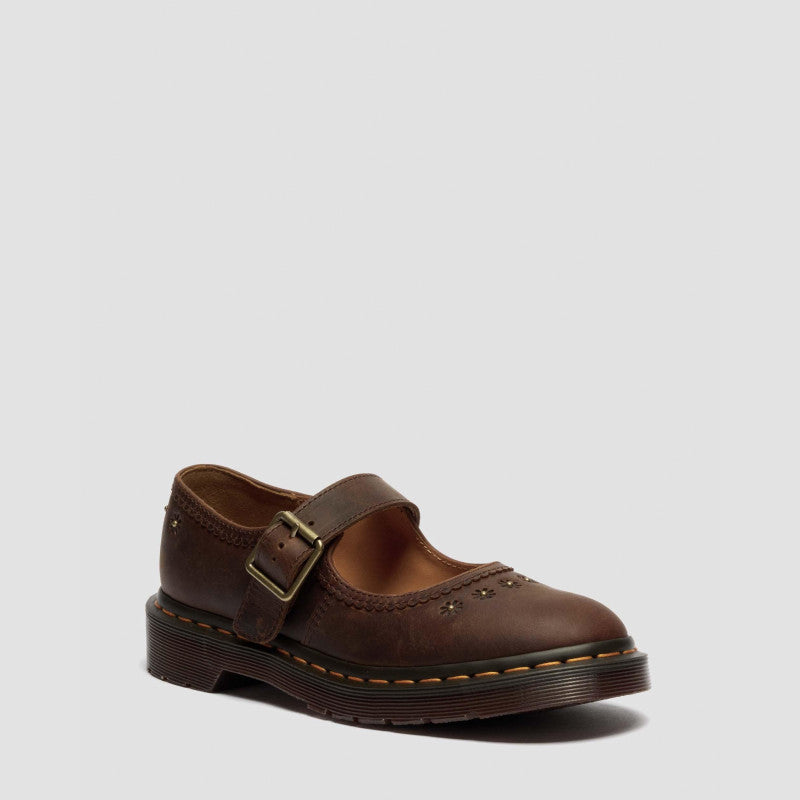 Dr. Martens MARY JANE FLOWER Dark Brown Crazy Horse