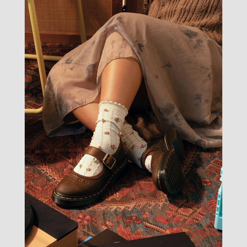 Dr. Martens MARY JANE FLOWER Dark Brown Crazy Horse