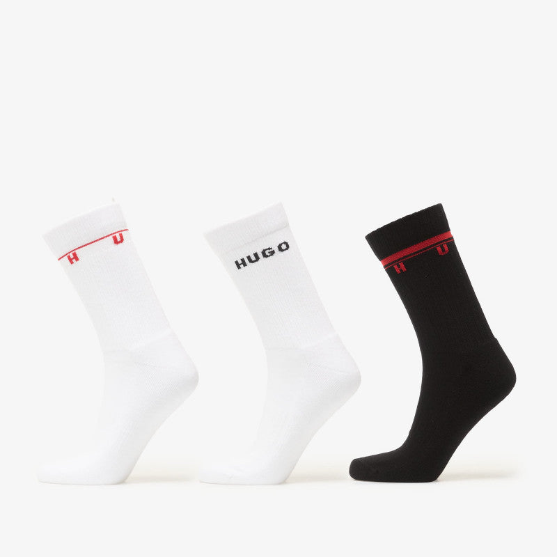 Hugo Boss 3 Pack Quarter Socks Rib Spaced Multicolor