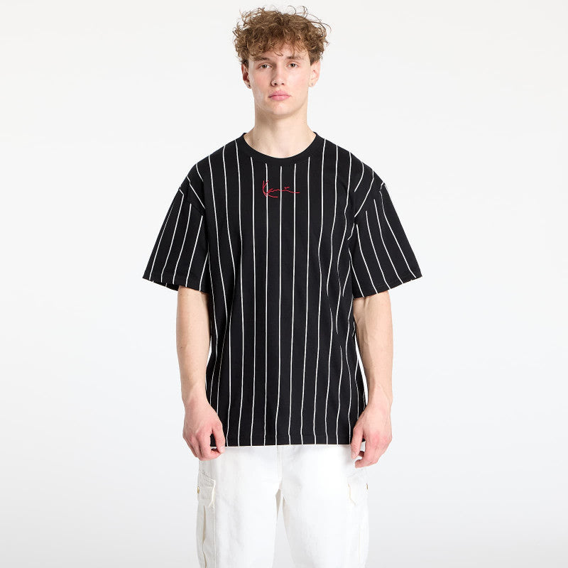 Karl Kani Small Signature Pinstripe Tee Black/ White