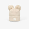 New Era Knit Medium MLB Double Pom Beanie New York Yankees Stone