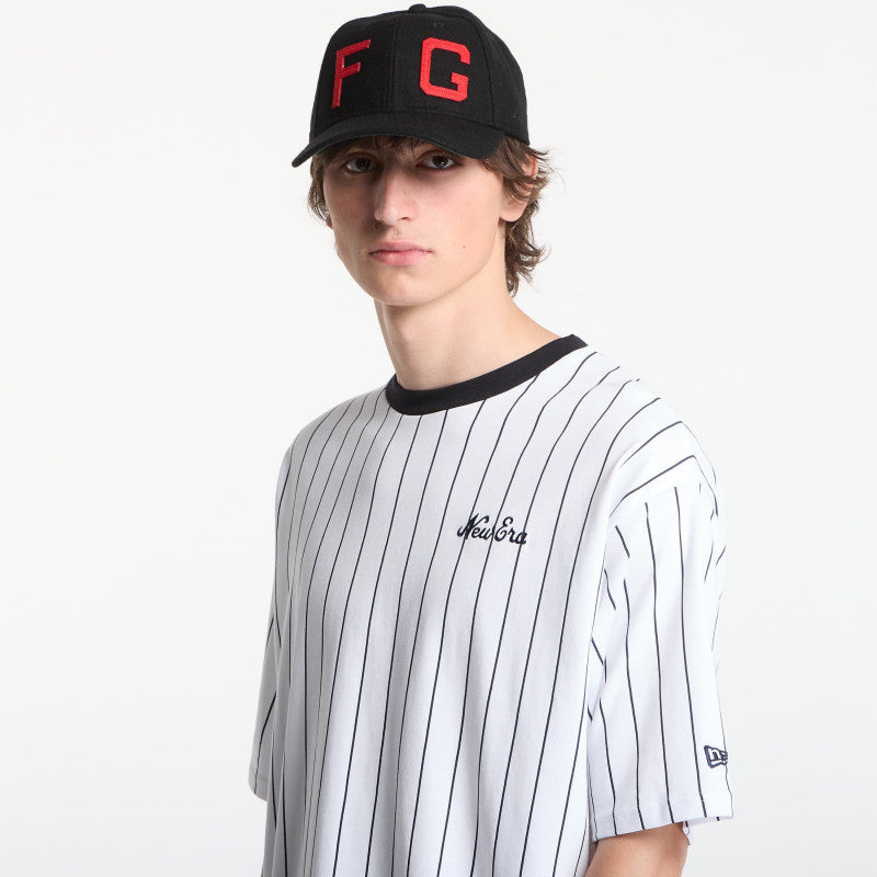 New Era Pinstripe OS Tee UNISEX Optic White/ Navy