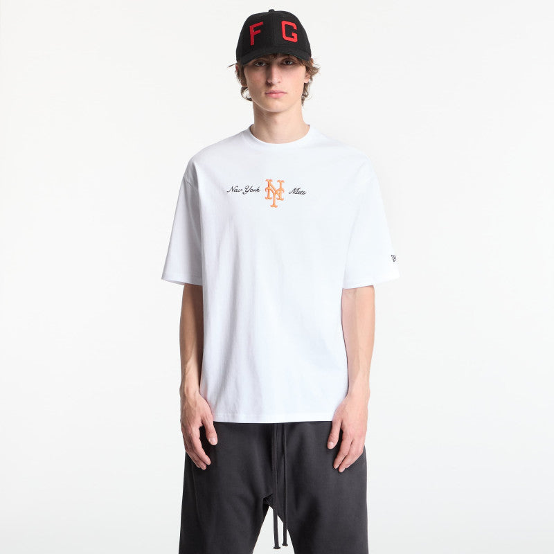 New Era MLB Script OS Tee New York Mets Optic White