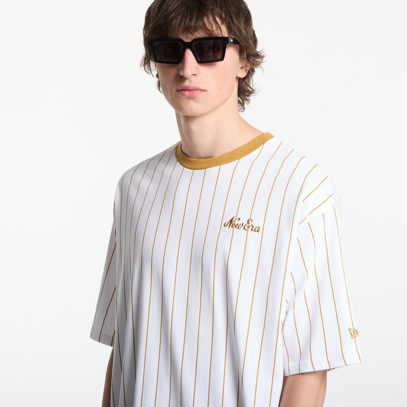 New Era Pinstripe OS Tee UNISEX Optic White/ DOC