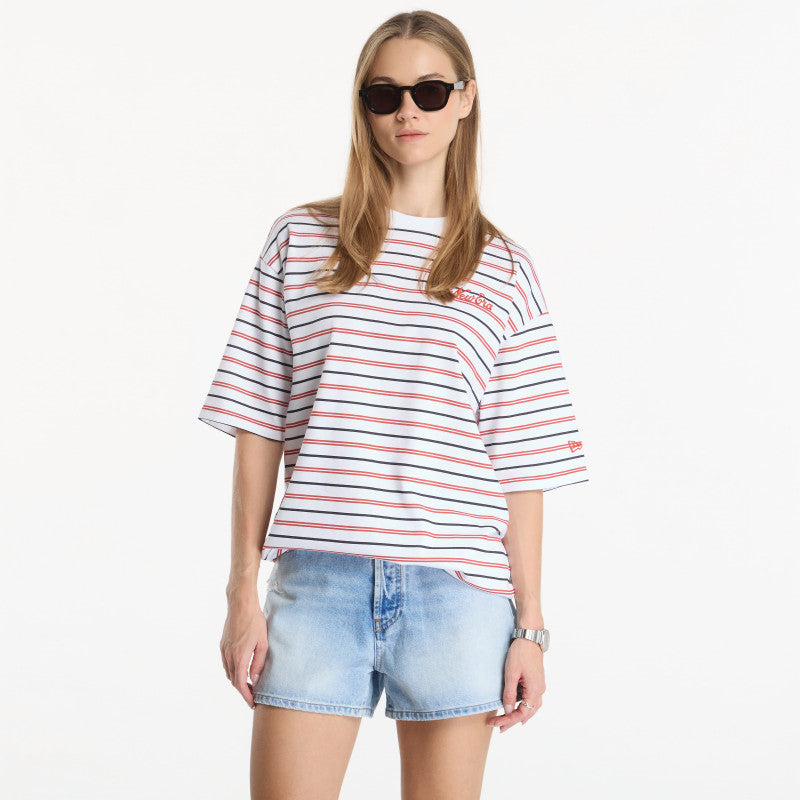 New Era Stripe OS Tee UNISEX White