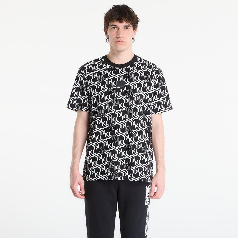 Karl Lagerfeld Jeans Reg Ss Monogram Aop Tee Outline Monogram Aop Black