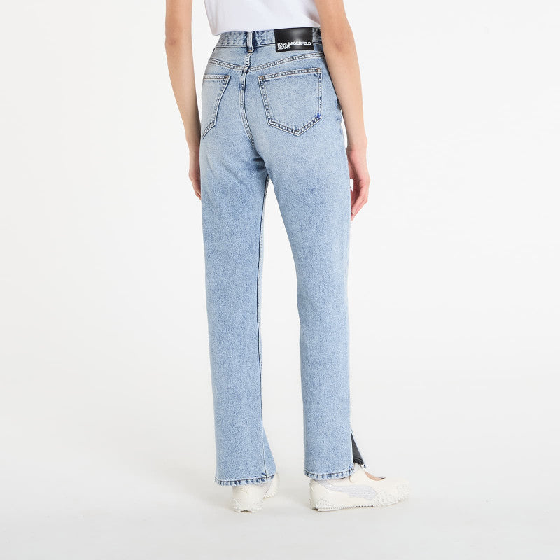Jeansy Karl Lagerfeld Jeans Hr Straight Jeans W/ Slit Visual Acid Mid Blue