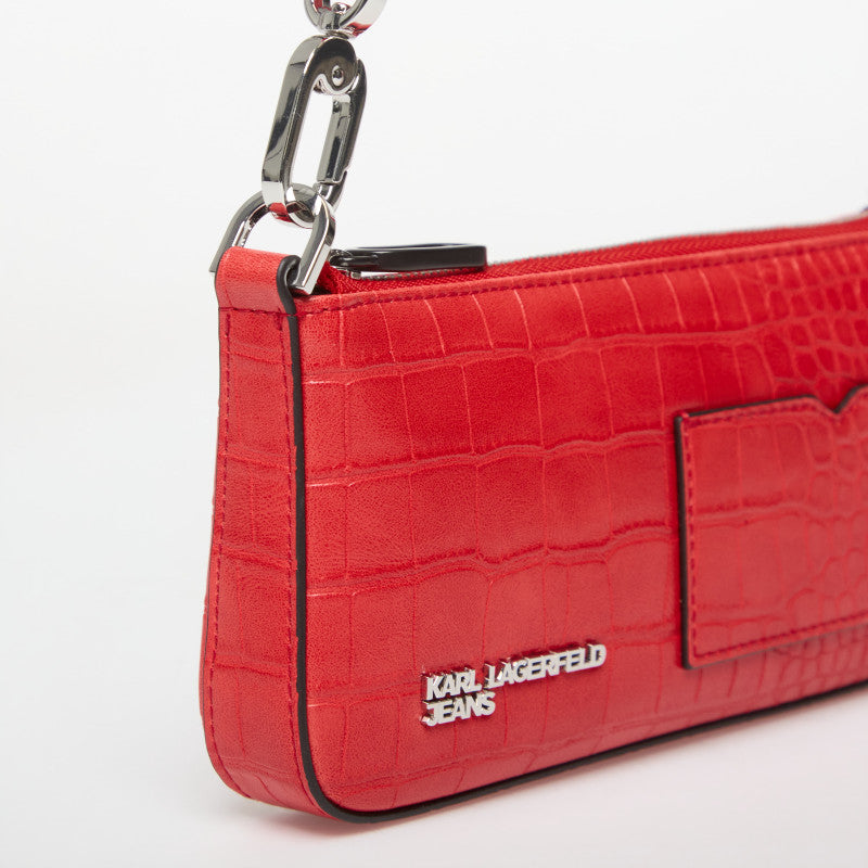 Karl Lagerfeld Jeans Logo Slim Pouch Croco Iridescent