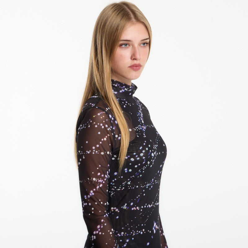 Sukienka Karl Lagerfeld Jeans Mesh Aop Maxi Dress Glow Aop