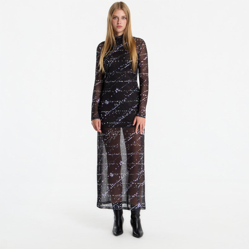 Sukienka Karl Lagerfeld Jeans Mesh Aop Maxi Dress Glow Aop