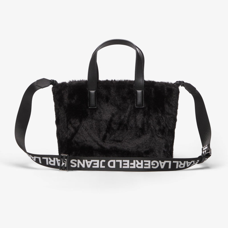 Karl Lagerfeld Jeans Box Logo Mini Tote Furry Black
