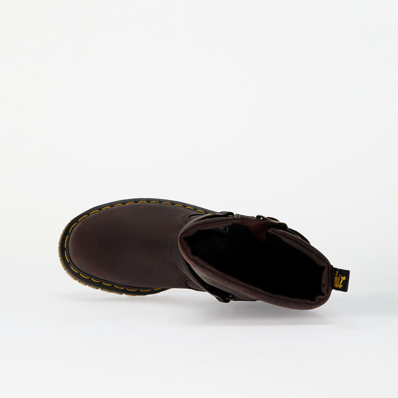 Dr. Martens Anistone Hi Dark Brown Burnished Waxy Pull Up