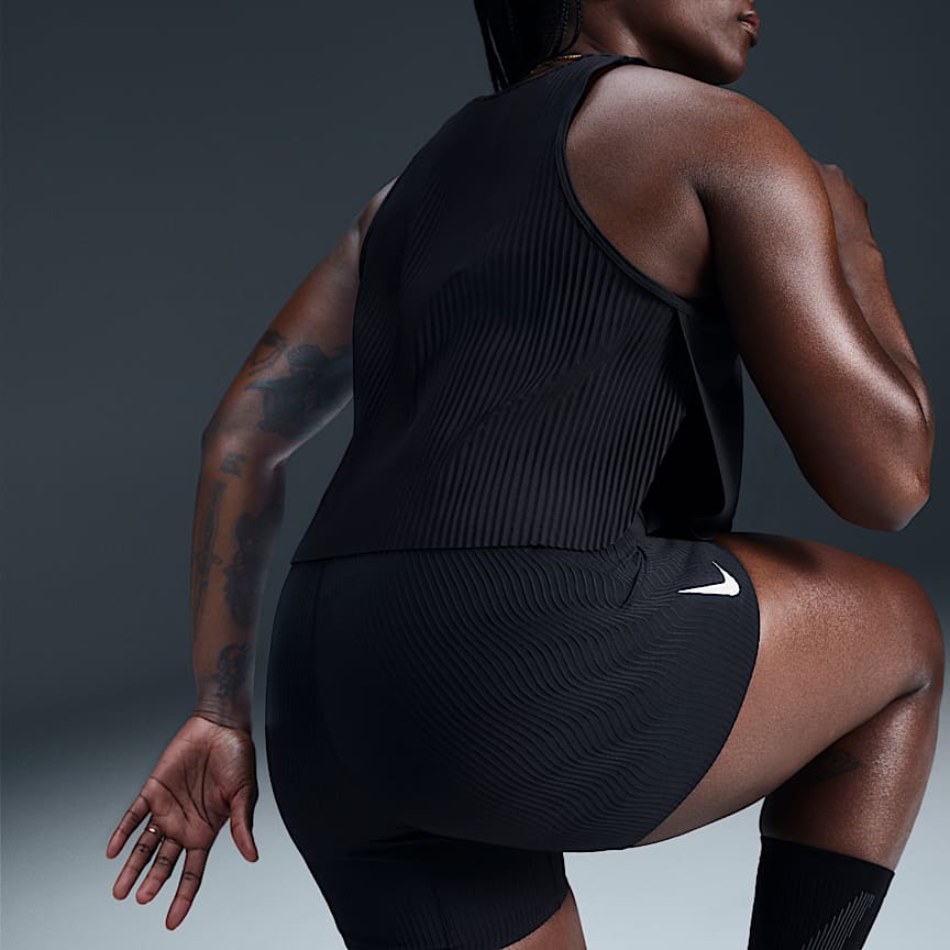 Nike AeroSwift Women's Dri-FIT ADV Cropped Running Tank Top Black/ White