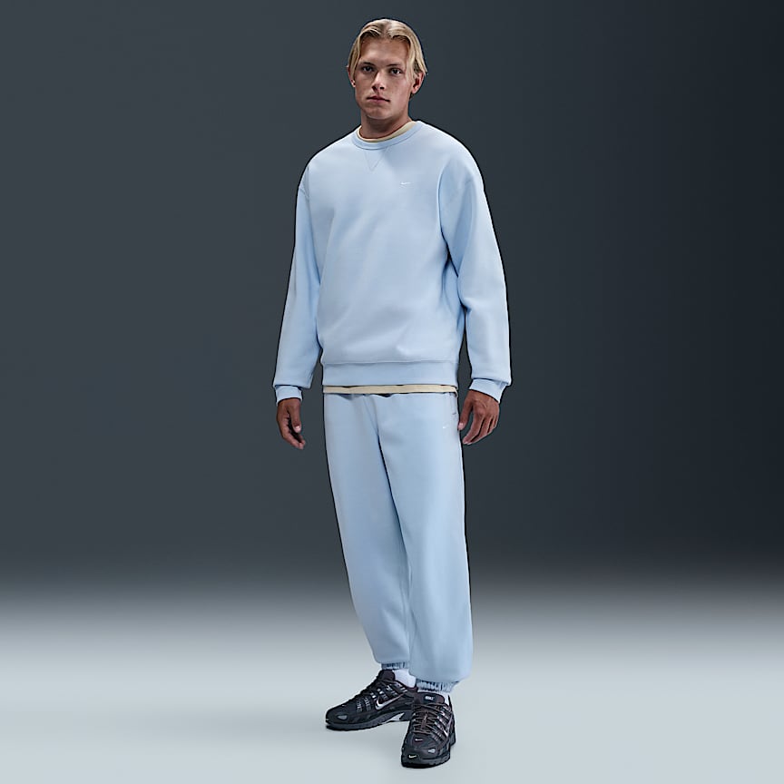 Nike Solo Swoosh Men's Cuffed Fleece Pants Celestine Blue/ Celestine Blue/ White