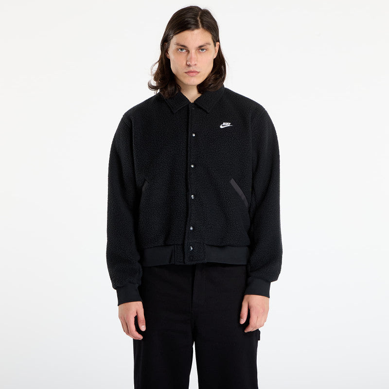 Nike Sportswear Club Men's High-Pile Fleece Coaches Jacket Black/ White