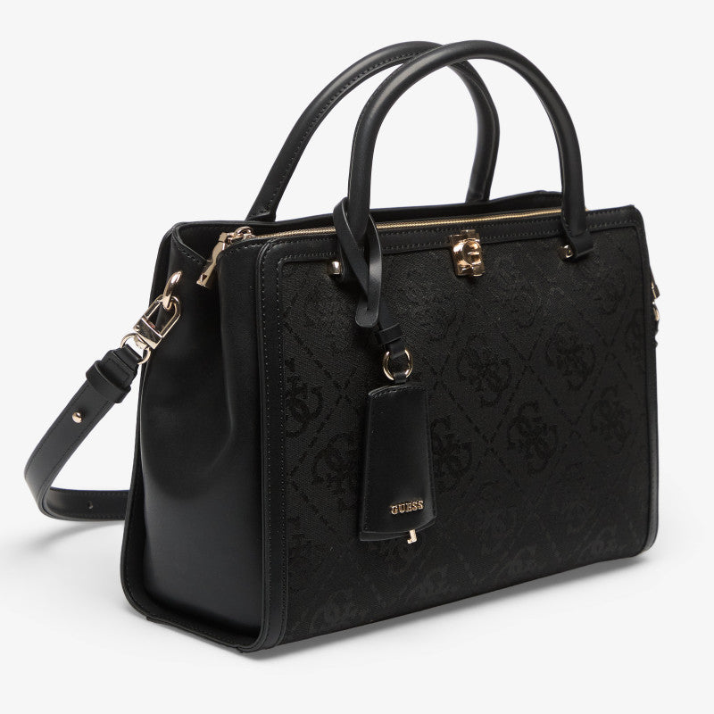 GUESS Audrey Logo Girlfriend Satchel Black Logo