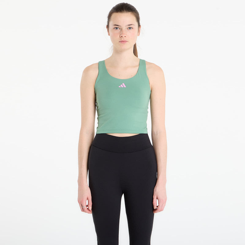 adidas 3 Stripes Studio All Me Light Support Tank Top Preloved Green