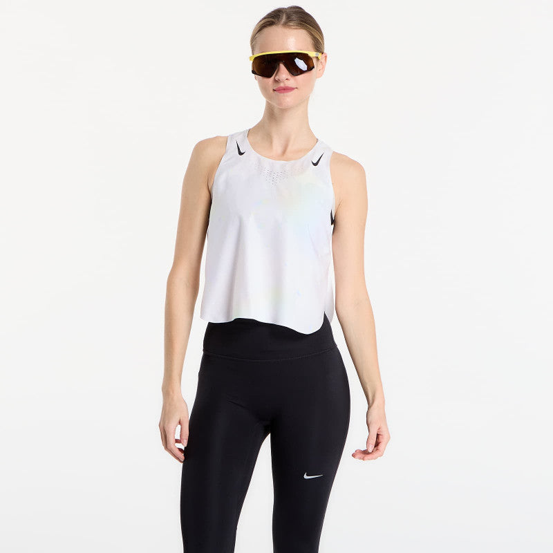 Nike AeroSwift Women's Dri-FIT ADV Cropped Running Tank Top Off White/ Black