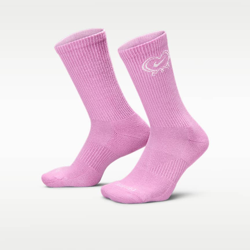 Nike Everyday Plus Cushioned Crew Socks 1-Pack Lt Magenta/ Sail
