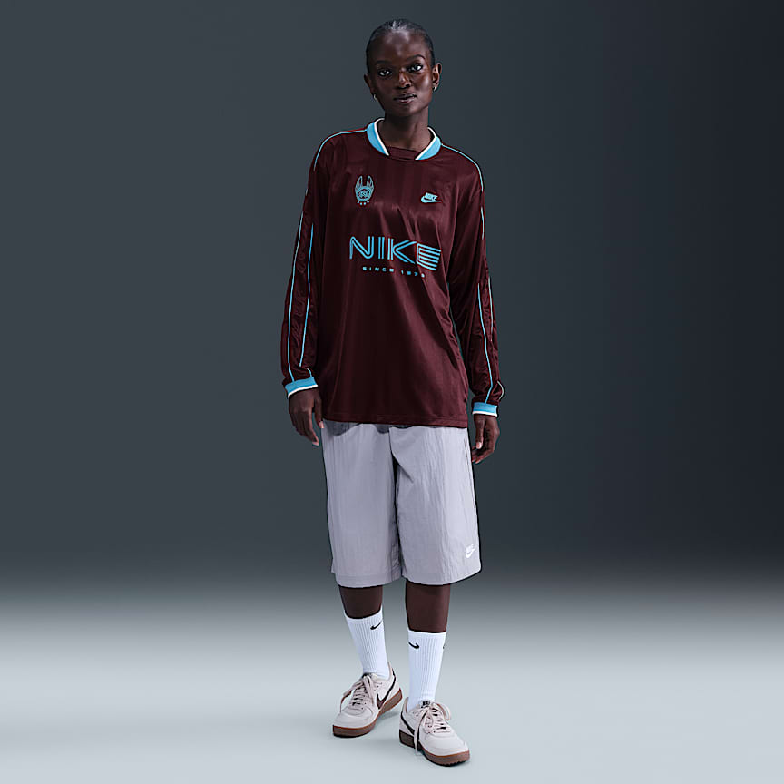 Nike Sportswear Women's Long-Sleeve Jersey Top Burgundy Crush/ Baltic Blue