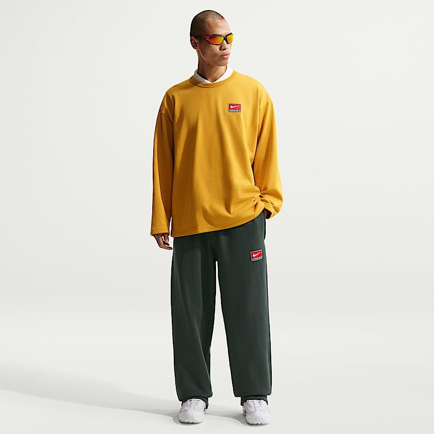 Nike Solo Swoosh Men's Fleece Open-Hem Pants Black Spruce/ White