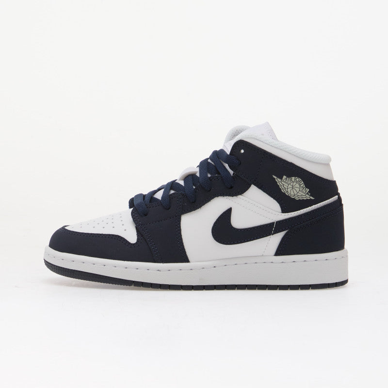 Air Jordan 1 Mid Kids Obsidian/ Obsidian-White-Grey Fog
