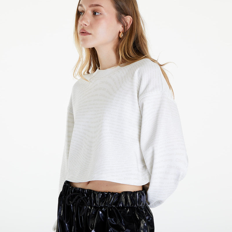 Calvin Klein Jeans Logo Short Crewneck Warp Logo White