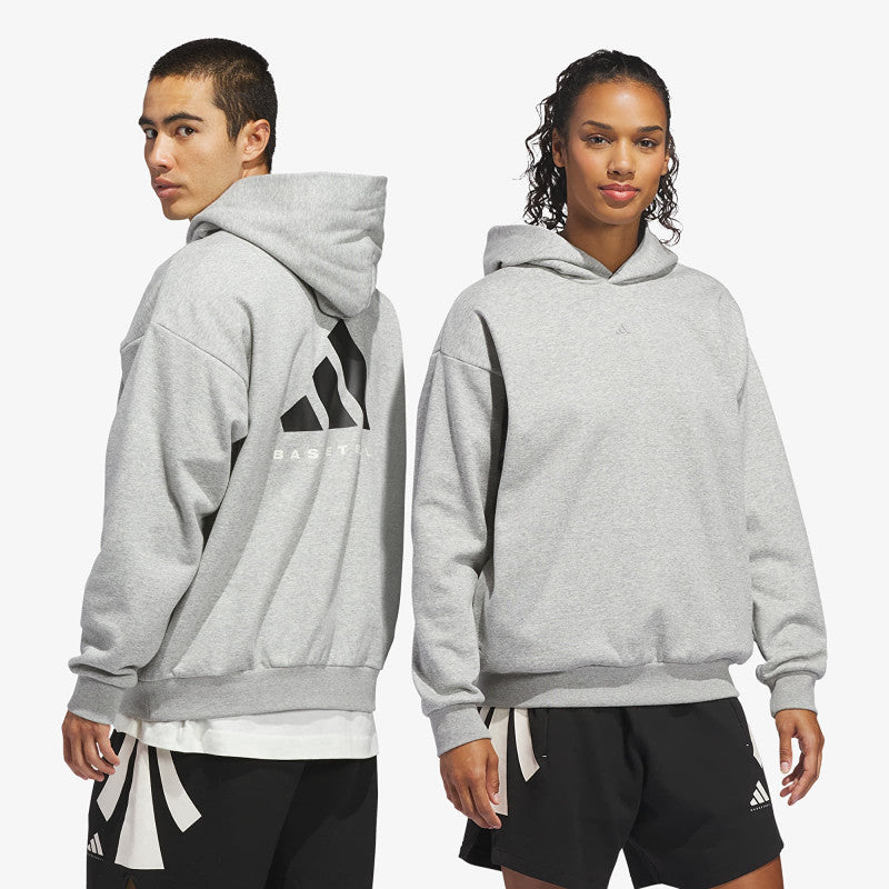 adidas Basketball Fleece Hoodie (Gender Neutral) Medium Grey Heather