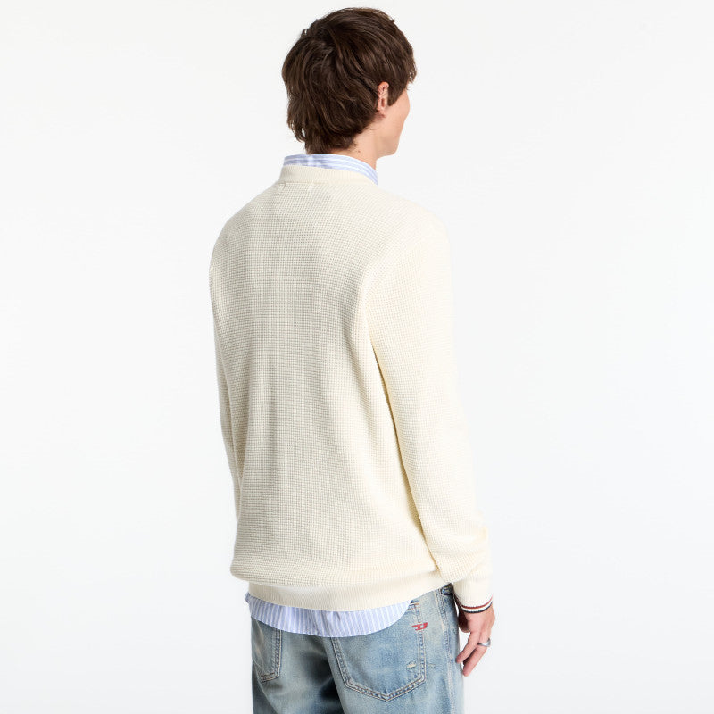 FRED PERRY Waffle Stitch Jumper Ecru