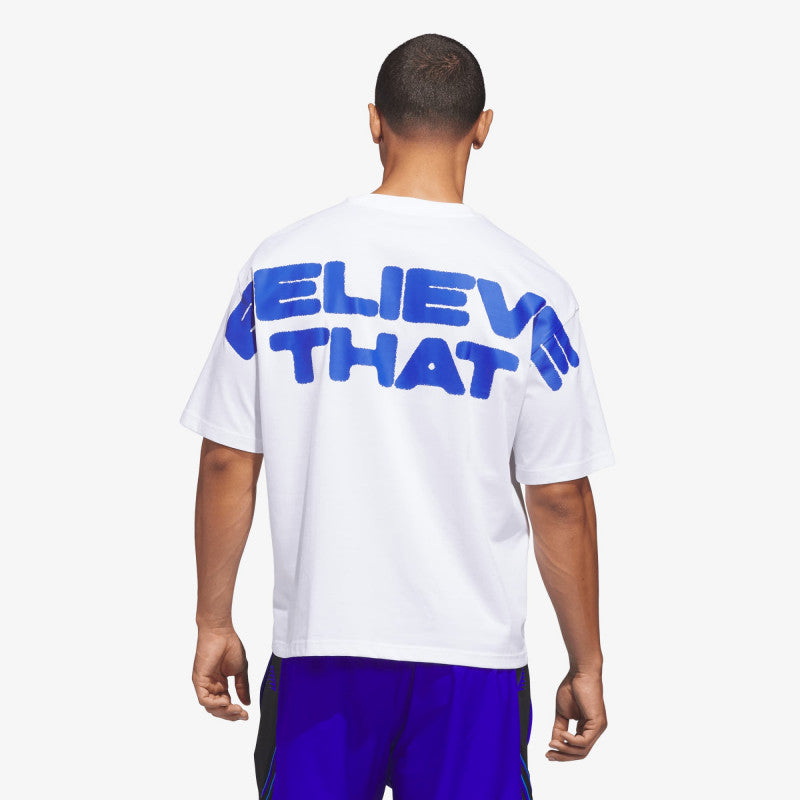 adidas Anthony Edwards Believe That T-Shirt White/ Lucid Blue