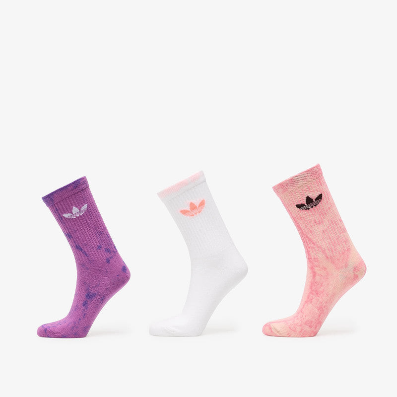 adidas Tie Dye Crew Socks 3 Pairs Blush Pink/ Purple Rush/ White