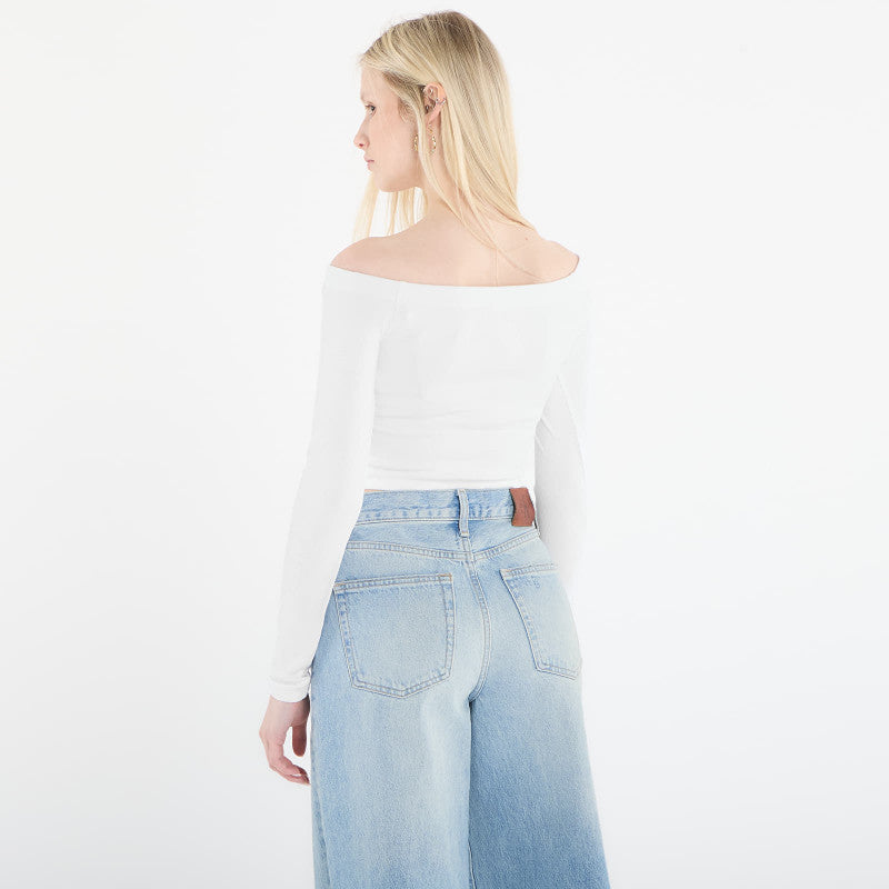 adidas Essentials Rib Off Shoulder Long-Sleeve Top T-Shirt White