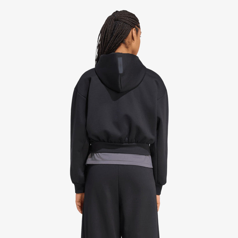 adidas Z.N.E. Cropped Full Zip Sweatshirt Black