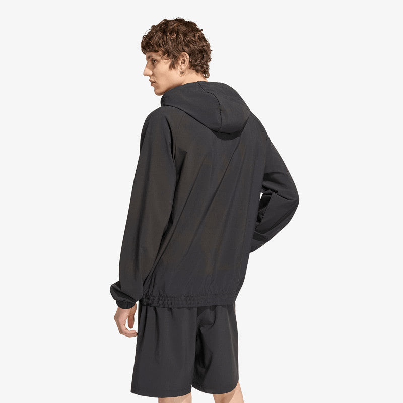 adidas Tech Trefoil Essentials Hooded Full Zip Track Top Black