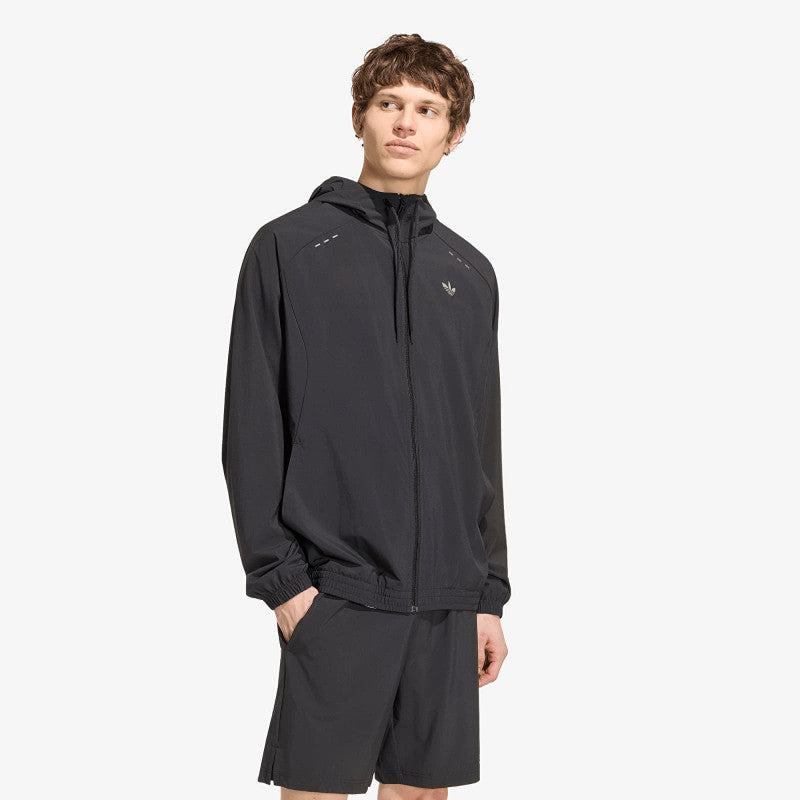 adidas Tech Trefoil Essentials Hooded Full Zip Track Top Black