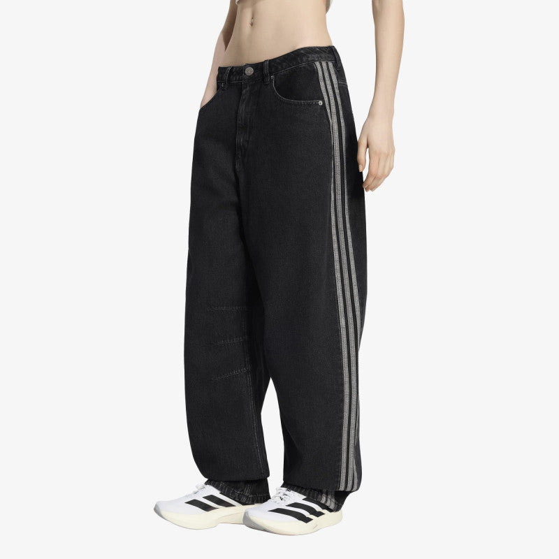 Jeansy adidas High Rise Barrel Leg Denim Pant True Black Denim