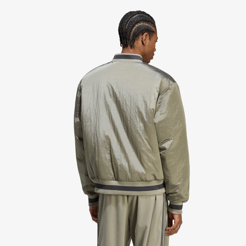 adidas Shiny Originals Bomber Jacket Silver Pebble