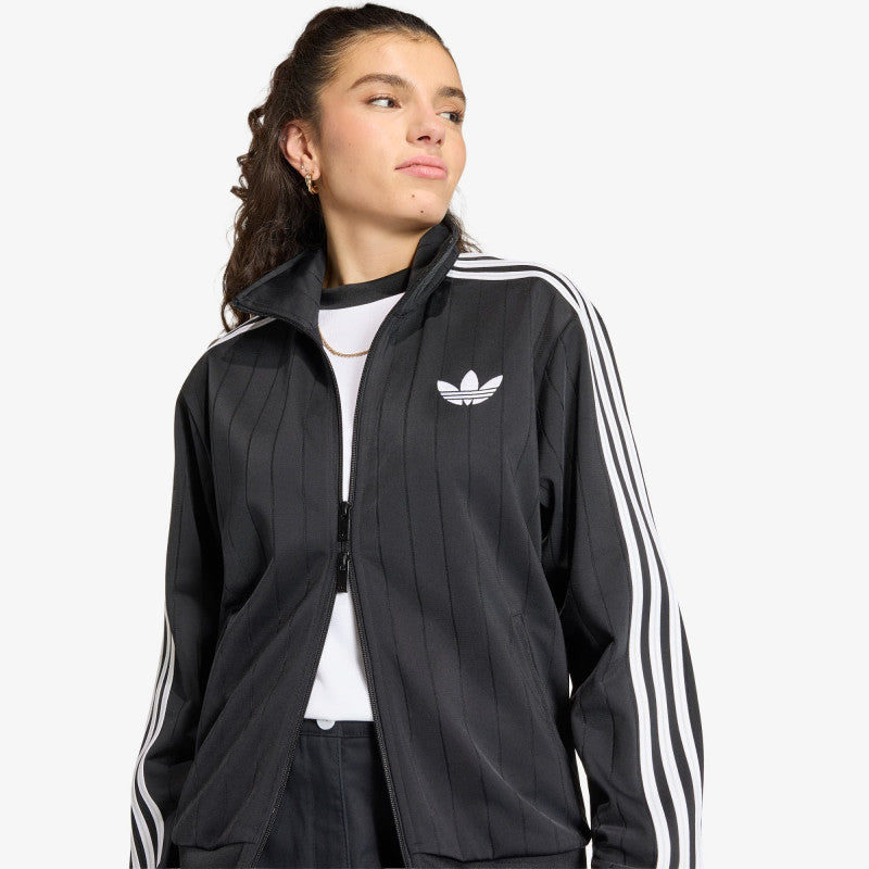 adidas Pinstripe Firebird Loose Tracktop Black/ White/ Grey Two