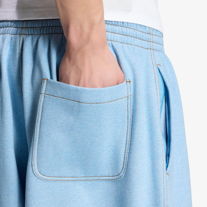 adidas Trefoil Essentials Melange Baggy Open Hem Pants Light Blue Mel