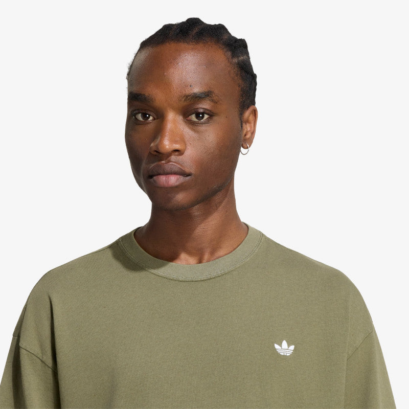 adidas Trefoil Essentials Washed Loose Dropped Shoulder T-Shirt Olive Strata