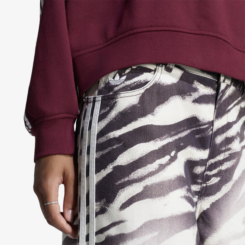 Jeansy adidas Adilenium Season 6 Zebra Print Wide Leg Denim Pants Aurora Coffee