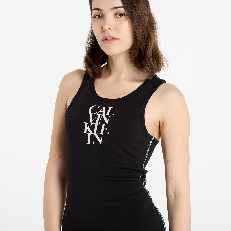 Sukienka Calvin Klein Jeans Sl Cotton 1X1 Rib Dress Black
