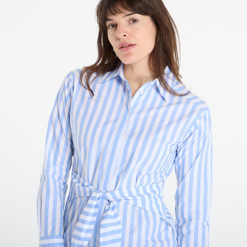 Sukienka Calvin Klein Jeans Yarndye Cotton Poplin Shirtdress Blue Descent Two Color Wide Stripe
