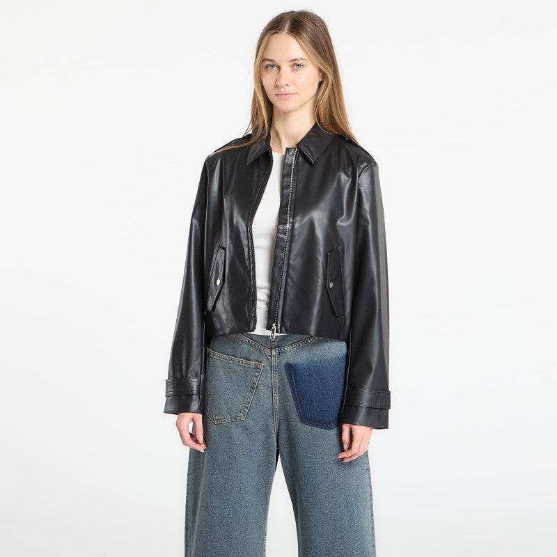 Calvin Klein Jeans Leather Moto Jacket Black
